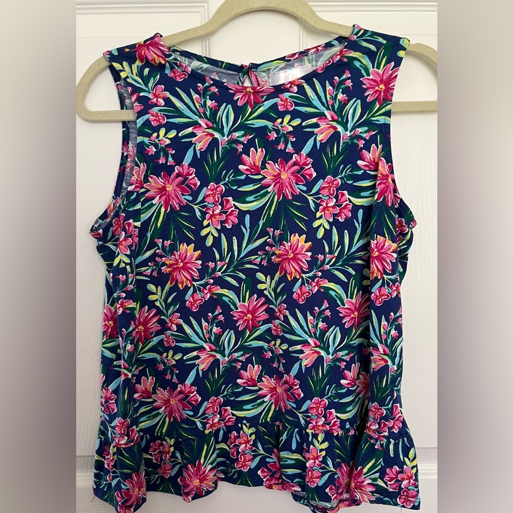Floral Sleeveless Top with Ruffle